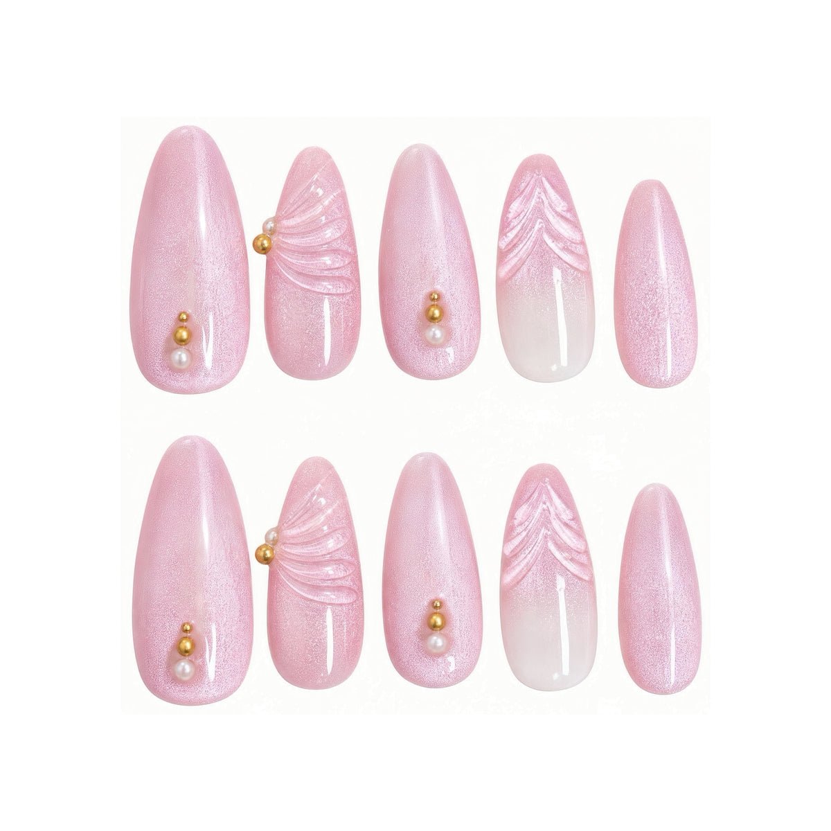 Pink Purple Cat Eye Press-On Nails
