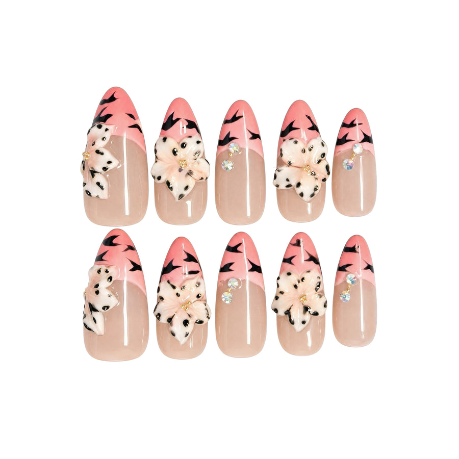 Pink Leopard Floral Press-On Nails