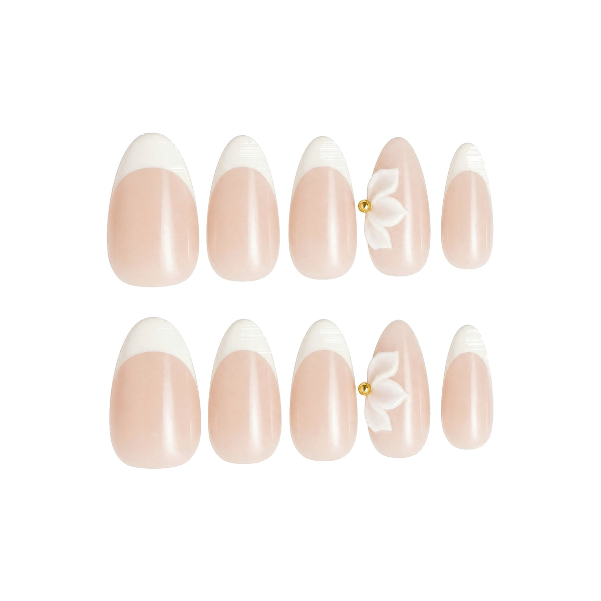 Nude French Powder Floral Press-On Nails